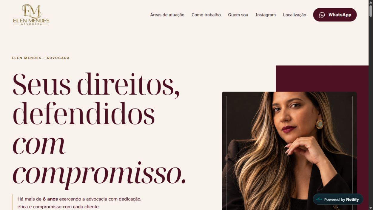 Página de inicio de la web de Elen Mendes