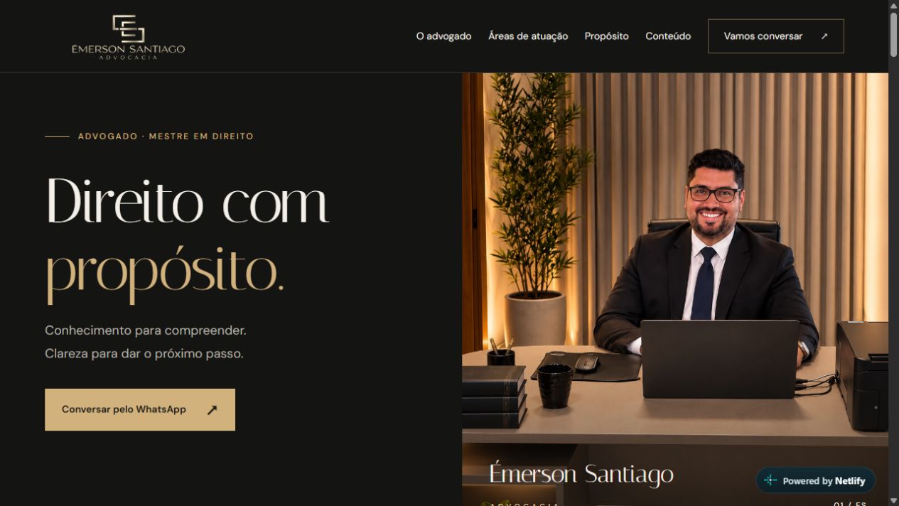 Página de inicio de la web de Émerson Santiago