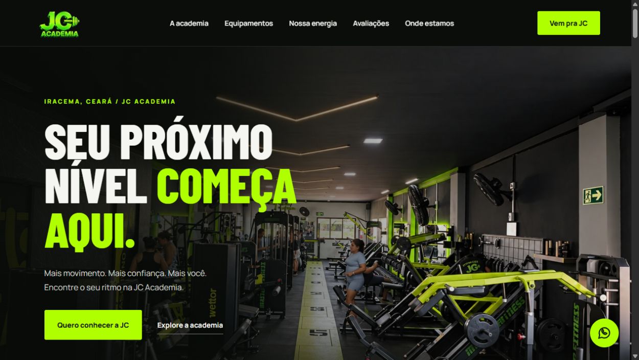 Página de inicio de la web de JC Academia