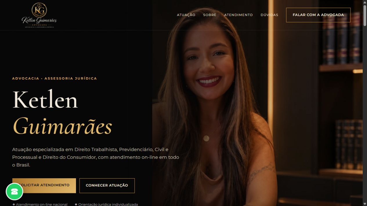 Página de inicio de la web de Ketlen Guimarães