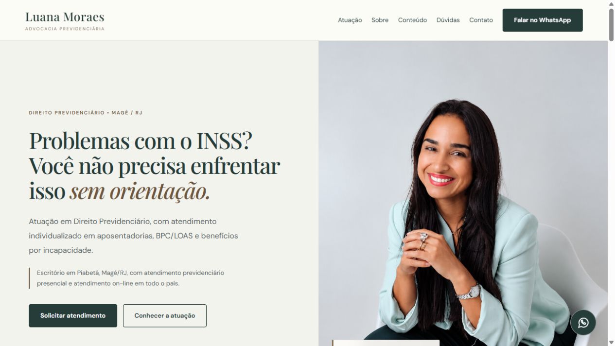 Página de inicio de la web de Luana Moraes